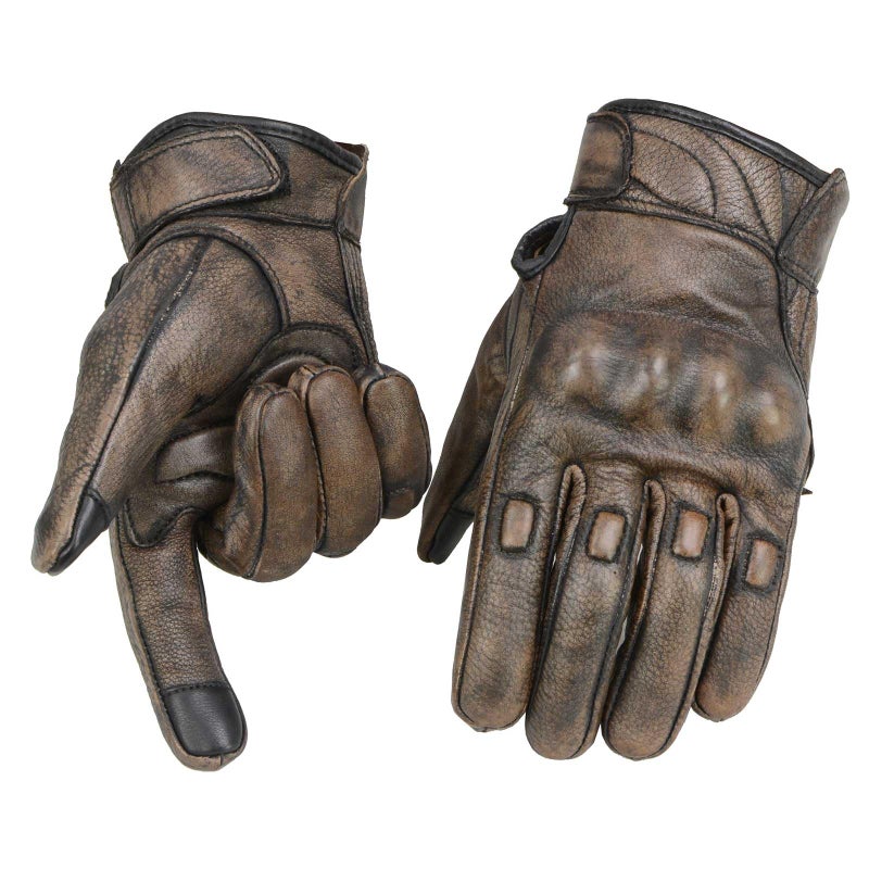 Milwaukee Leather MG7514 Men's Brown Leather with Gel Palm Motorcycle Gloves W/Protective Knuckle - Large - Image 4